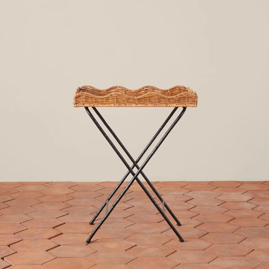 Maude Rattan Folding Tray Top Side Table